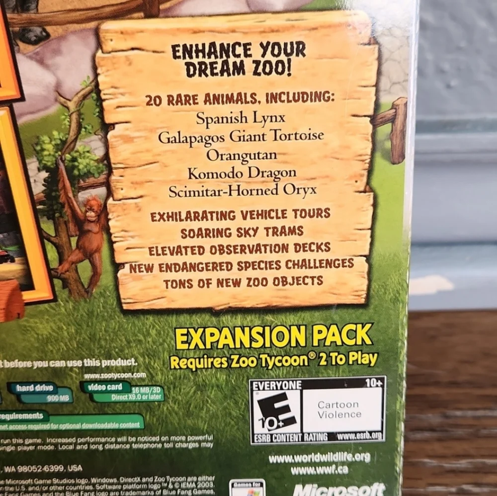NWT Zoo Tycoon 2 Endangered Species Expansion Pack PC CD-ROM computer game